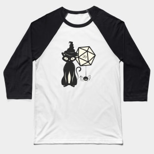 Halloween Cat with Polyhedral D20 Dice of the Witch Baseball T-Shirt